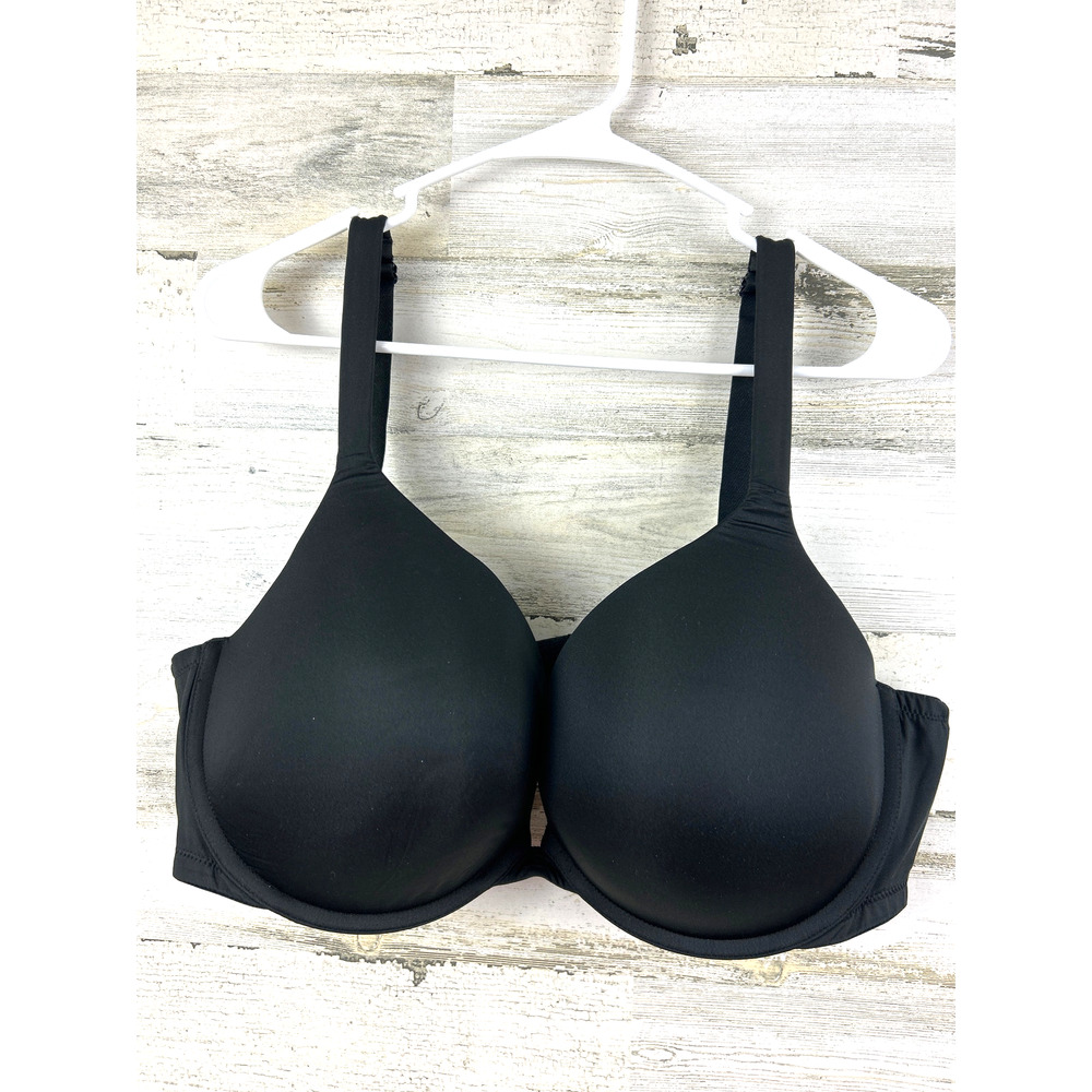 Cacique Womens 44DD Black Boost Plunge Bra Underwire Comfort NEW